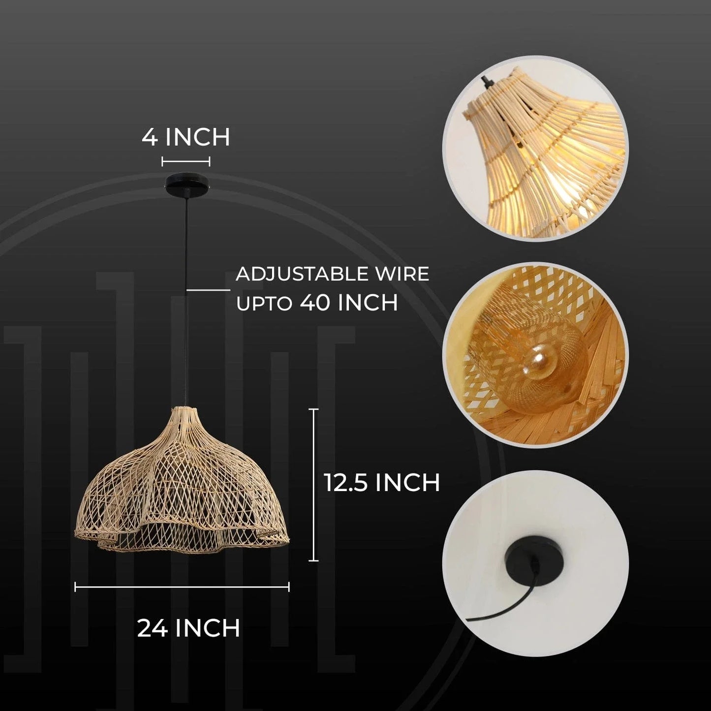 Lotus Bloom Bamboo Hanging Light