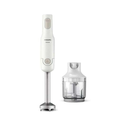 Philips 650W White Hand Blender with Detachable Steel Rod and Compact Chopper - HL1600/02